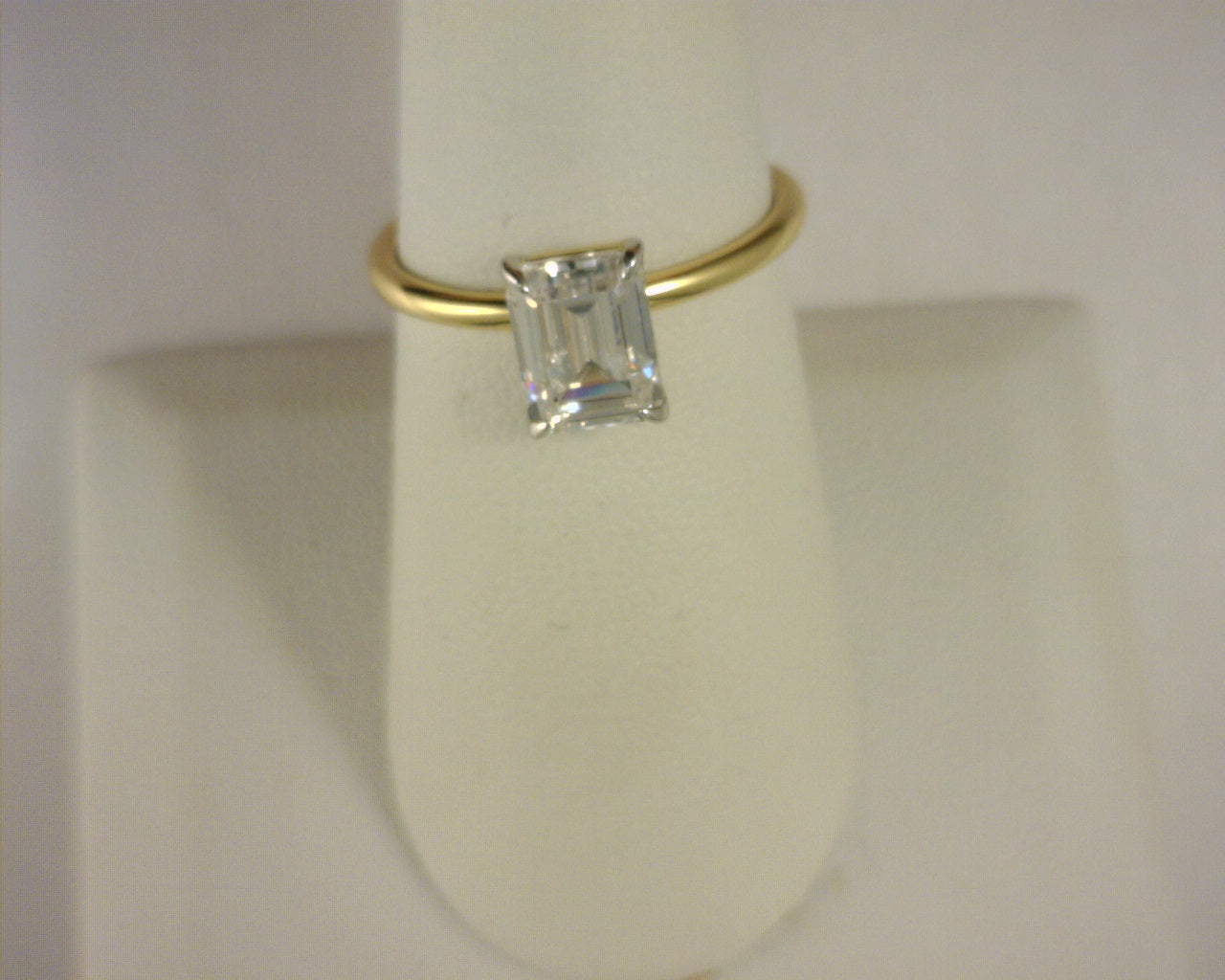 Lafonn Emerald Ring Simulated Diamond Sterling Silver Gold Plated