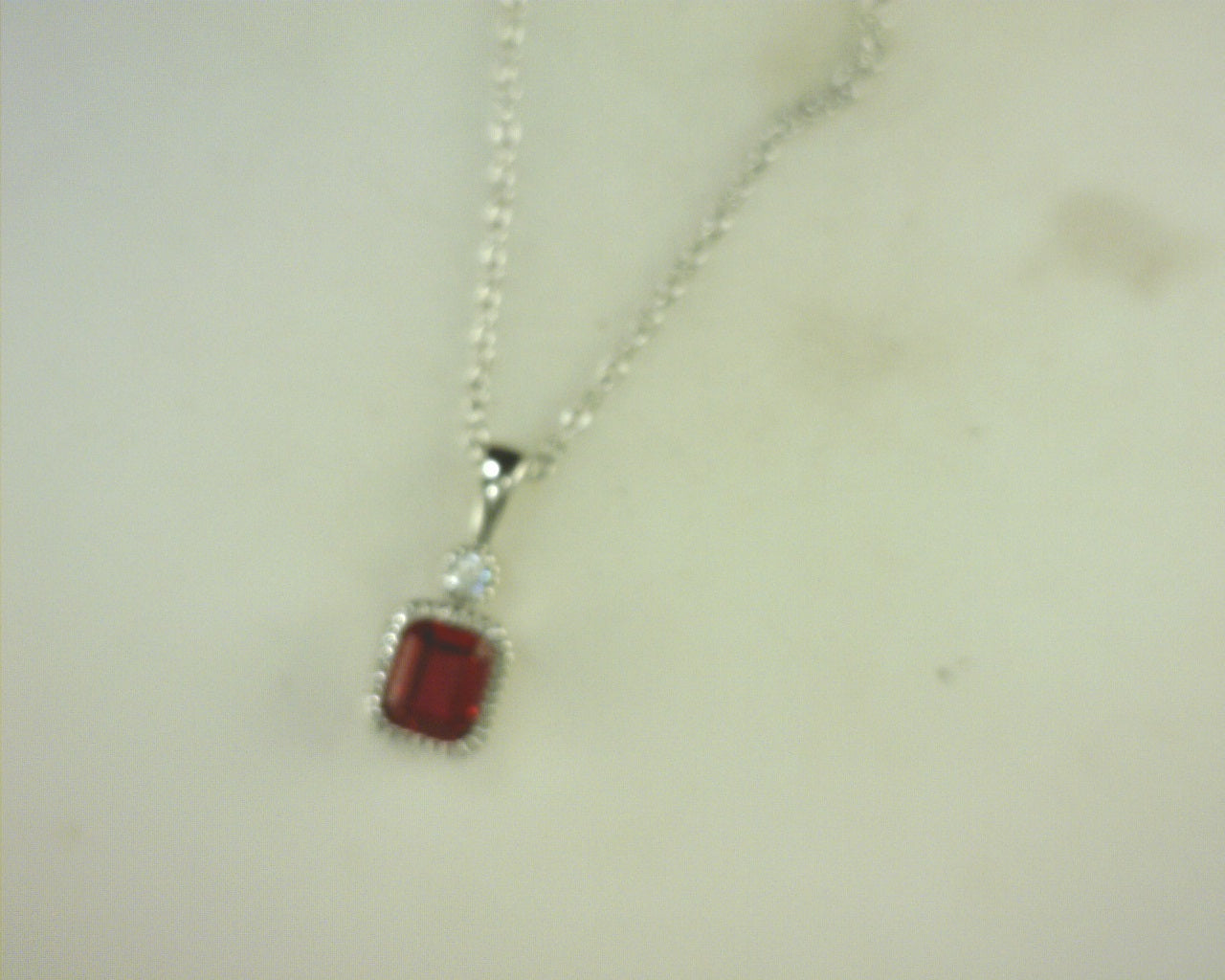 Lafonn Simulated Diamond Lab Grown Ruby Pendant .91ctw SS 20"