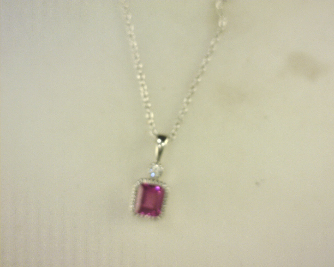 Lafonn Simulated Diamond/Pink Tourmaline Pendant .91ctw SS 20"