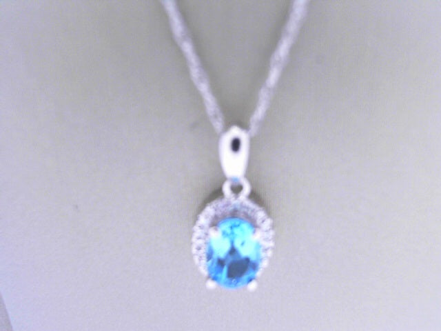 Diamond and Birthstone Pendant 10K White Gold