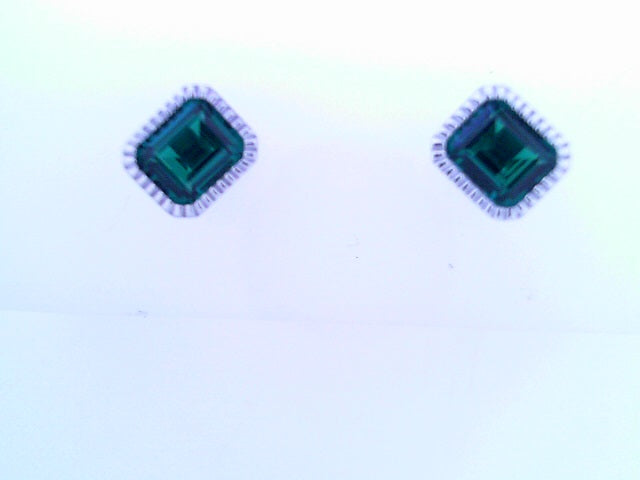 Lafonn Sterling Silver Simulated Emerald and Simulated Diamond Earrings 1.76cttw May