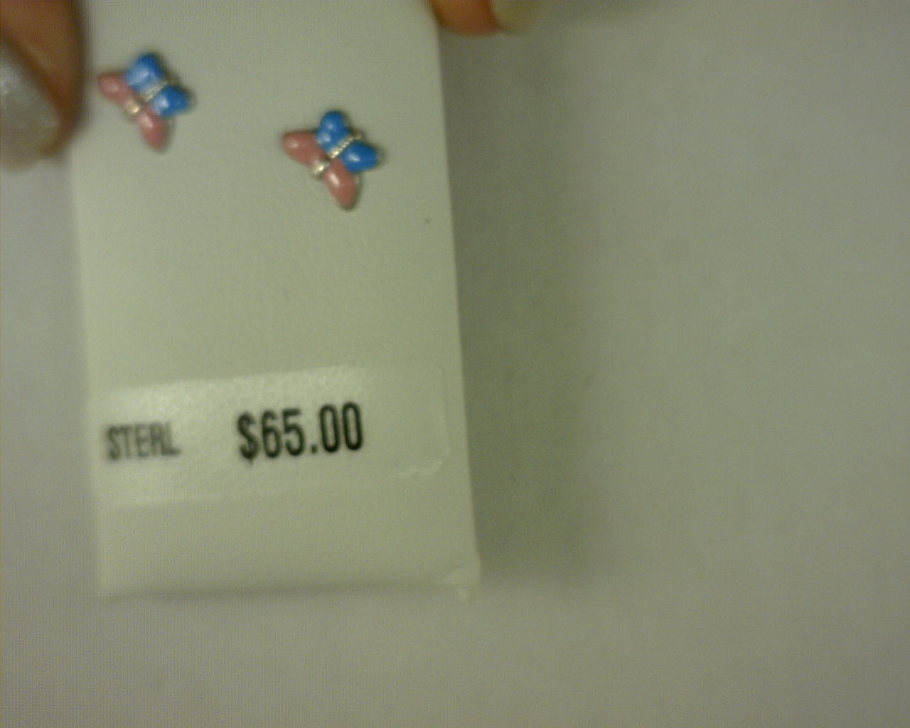 STERLING PINK BLUE BUTTERFLY STUDS