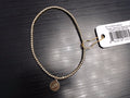 Classic Gold 2mm Bead Bracelet - Respect Small Gold Disc - Initial P