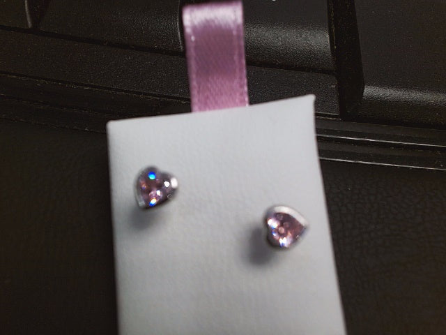 sterling pink heart earrings