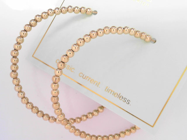 Beaded Classic 1.75" Post Hoop - 3mm Gold