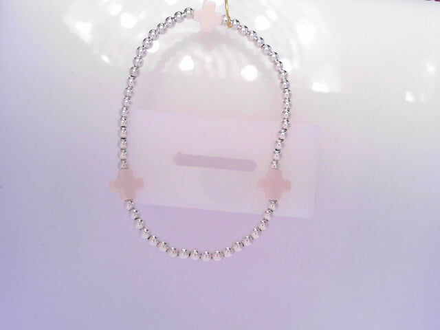 Signature Cross Sterling Pattern 3mm Bead Bracelet - Off White