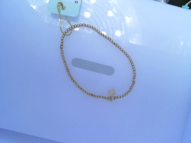 egirl Classic Gold 2mm Bead Bracelet - Signature Cross Small Gold Charm