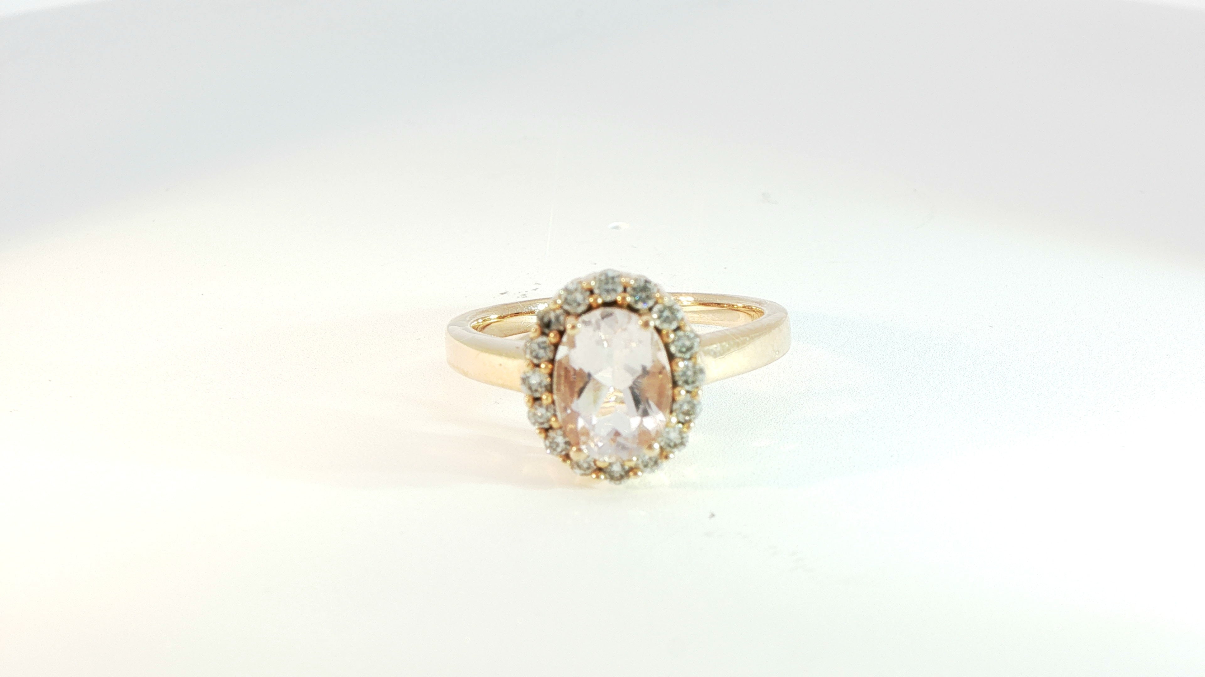 Diamond and Morganite Ring 14K Rose Gold