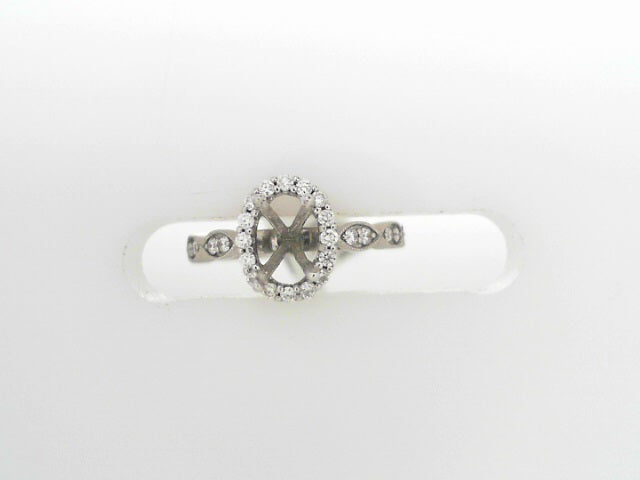 Diamond Semi Mount Ring Oval 14K White Gold