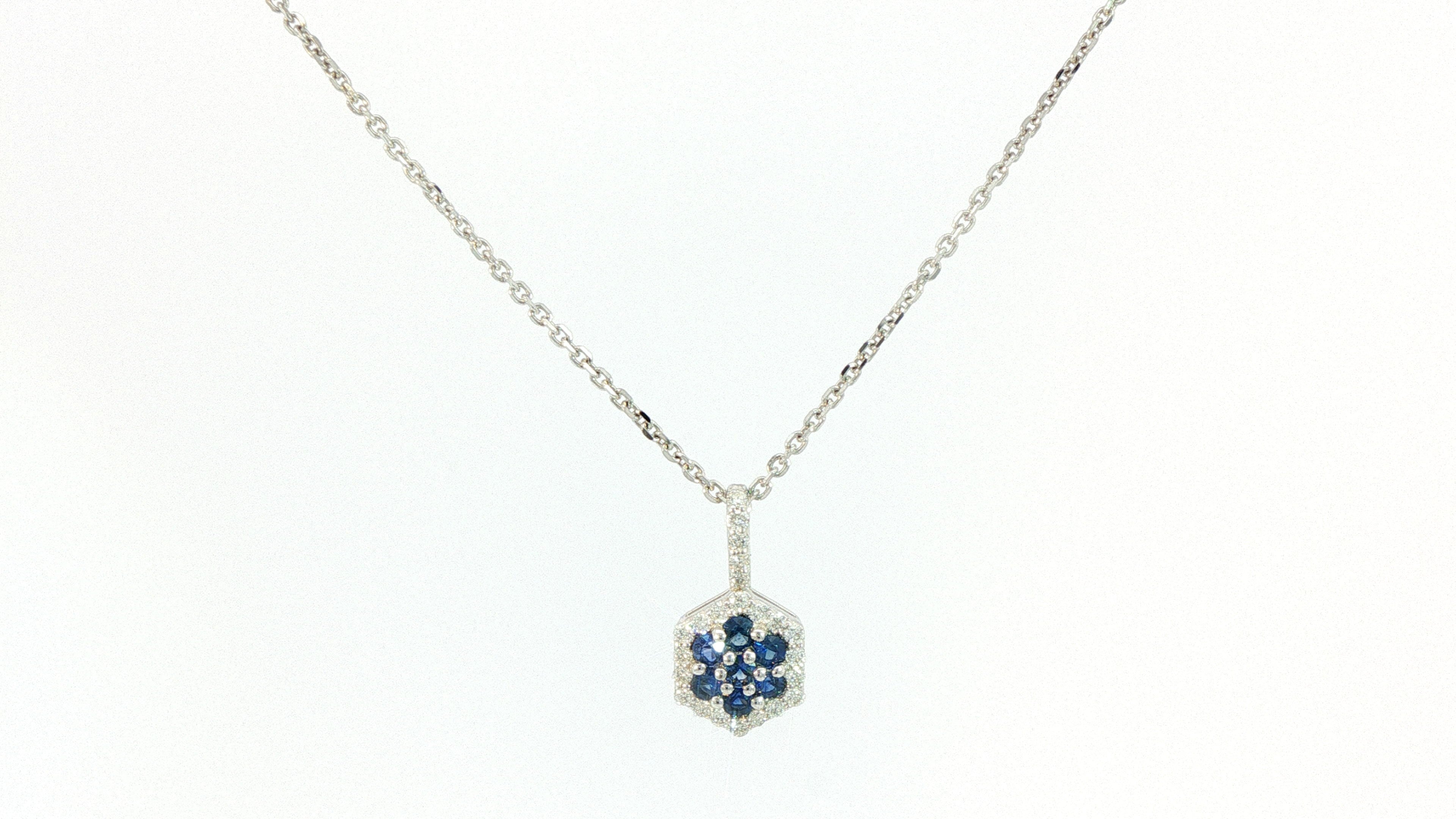 Diamond/Sapphire Pendant 14K White Gold