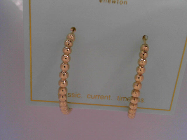 BEADED CLASSIC 1.25" PODT HOOP 3MM GOLD