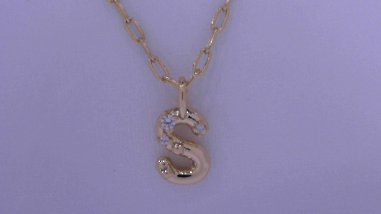 Kendra Scott Crystal Letter S Pendant Necklace GLD