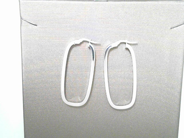 Oval Hoop Earrings 14K White Gold