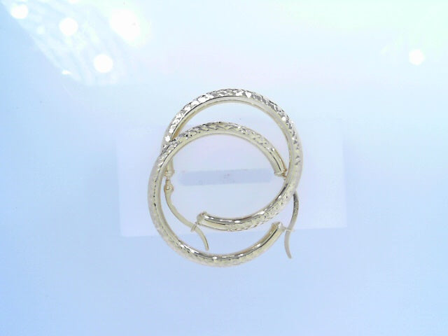 14 karat yellow gold hoops with diamond cut design 2.2g <br>Sld Tom ups 325.