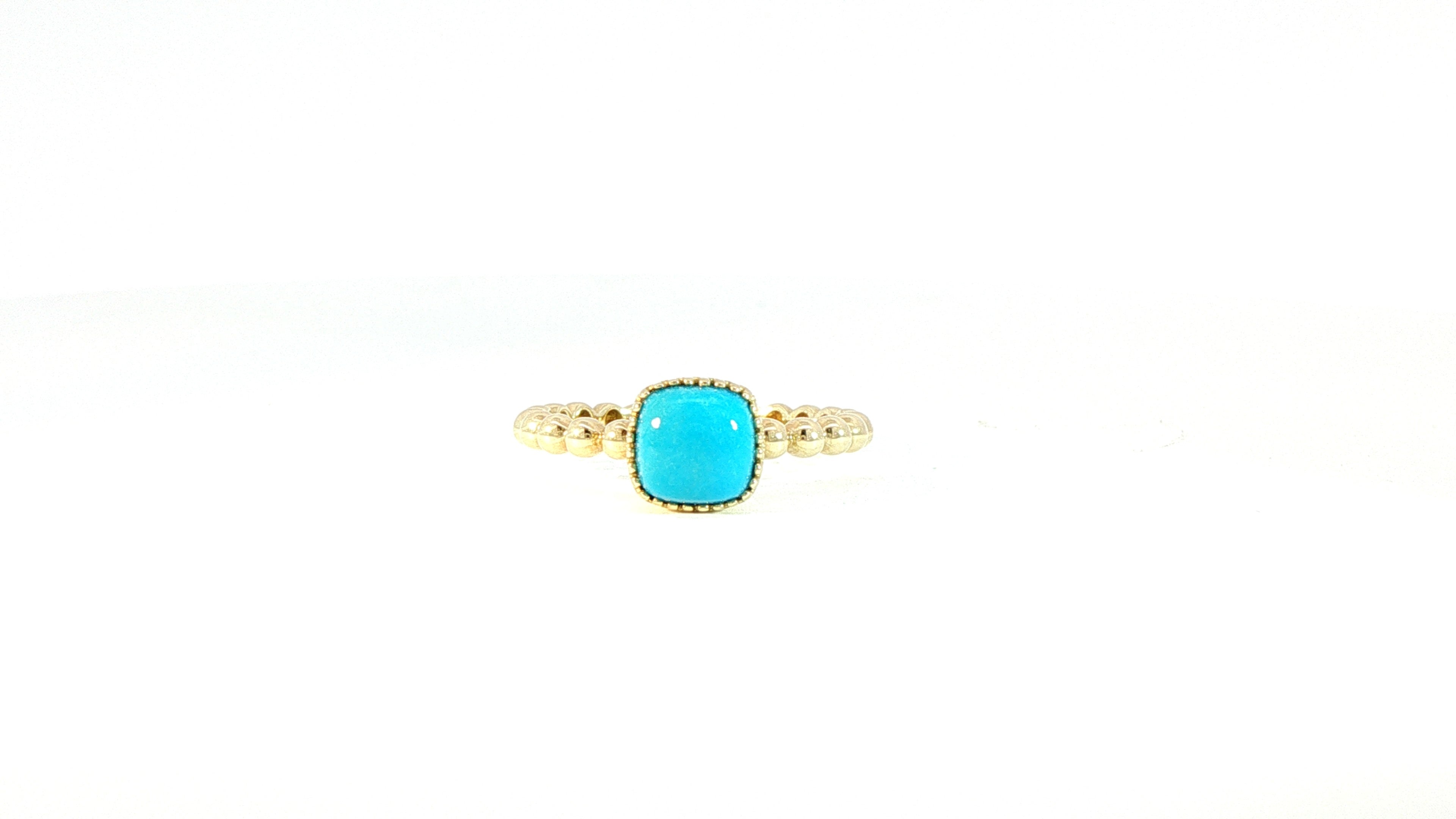 Luxury By Leonardo Turquoise Bead Ring 14K Yellow Gold