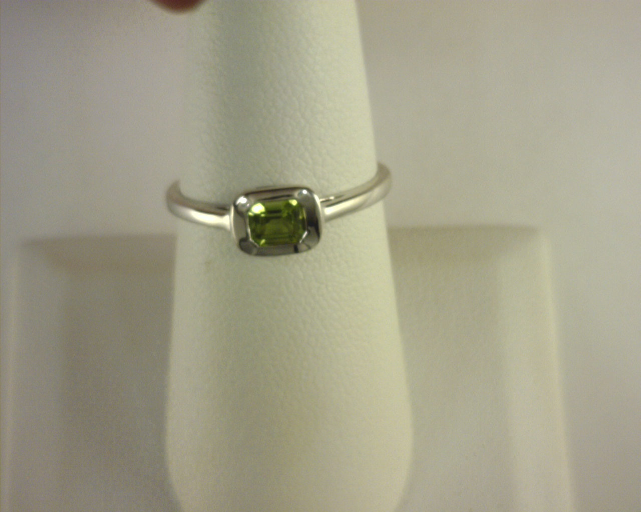 Luxury By Leonardo Peridot Bezel Ring .60cts 14K White Gold