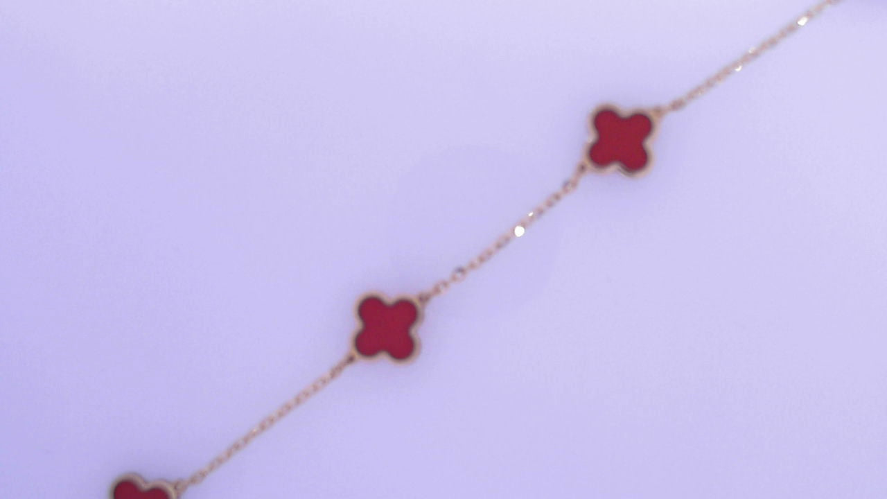 Luxury By Leonardo Red Coral Bracelet 14K Yellow Gold