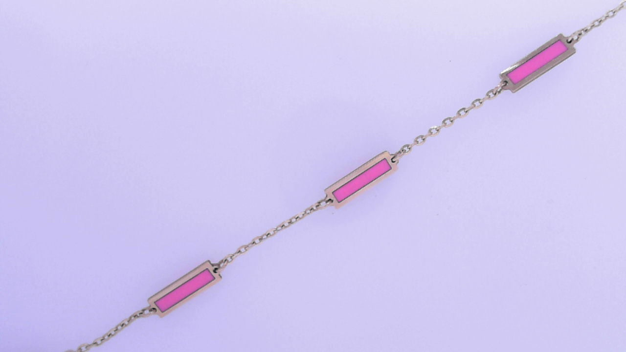 Luxury By Leonardo Pink Bracelet 14K Yellow Gold