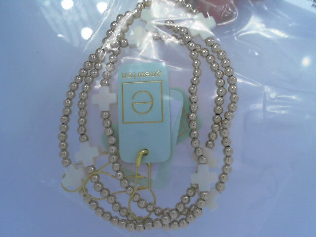 Gold 3mm Cross - Off White Bracelet