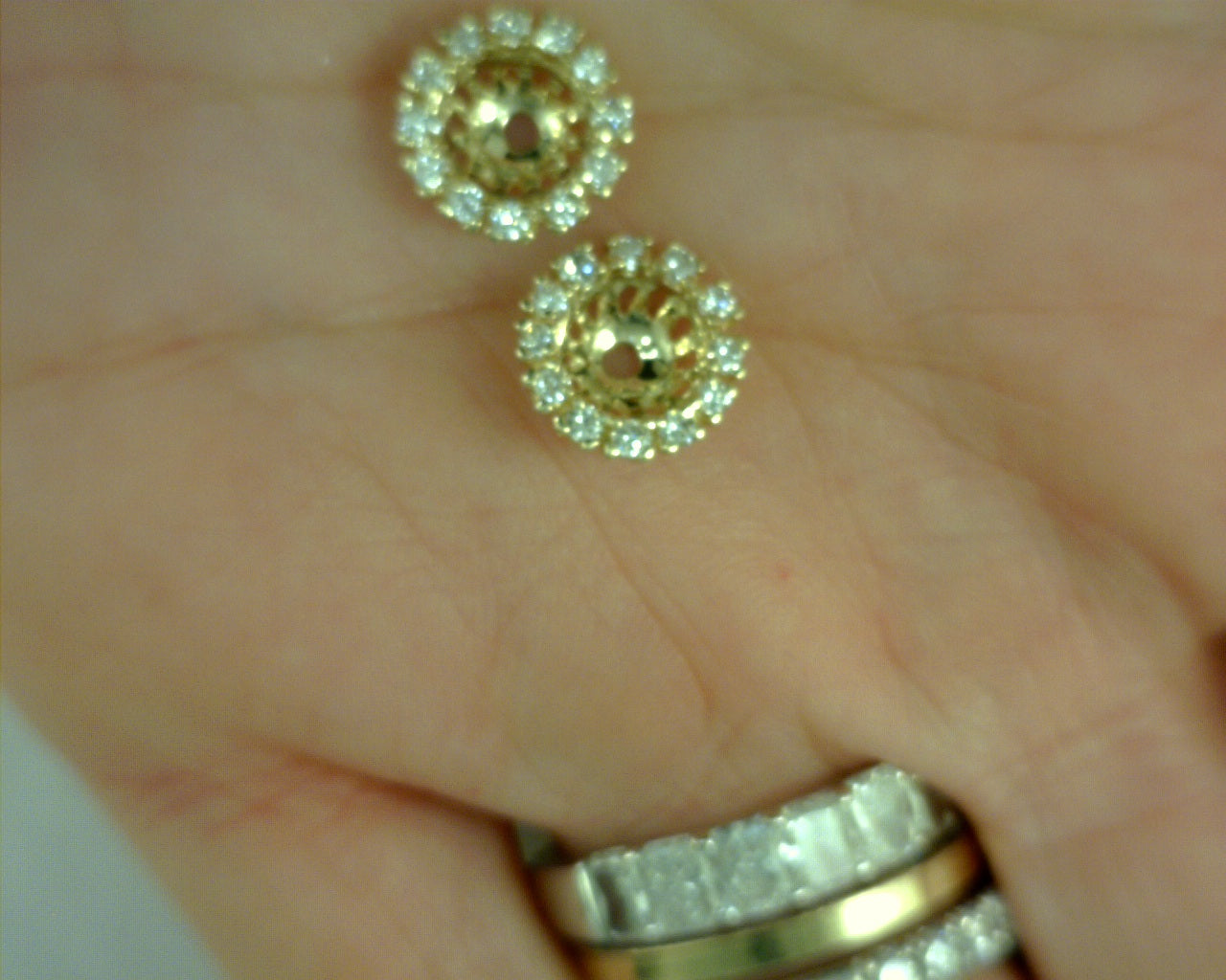 14 KARAT YELLOW GOLD  .48 TCW DIAMOND EARRING JACKETS