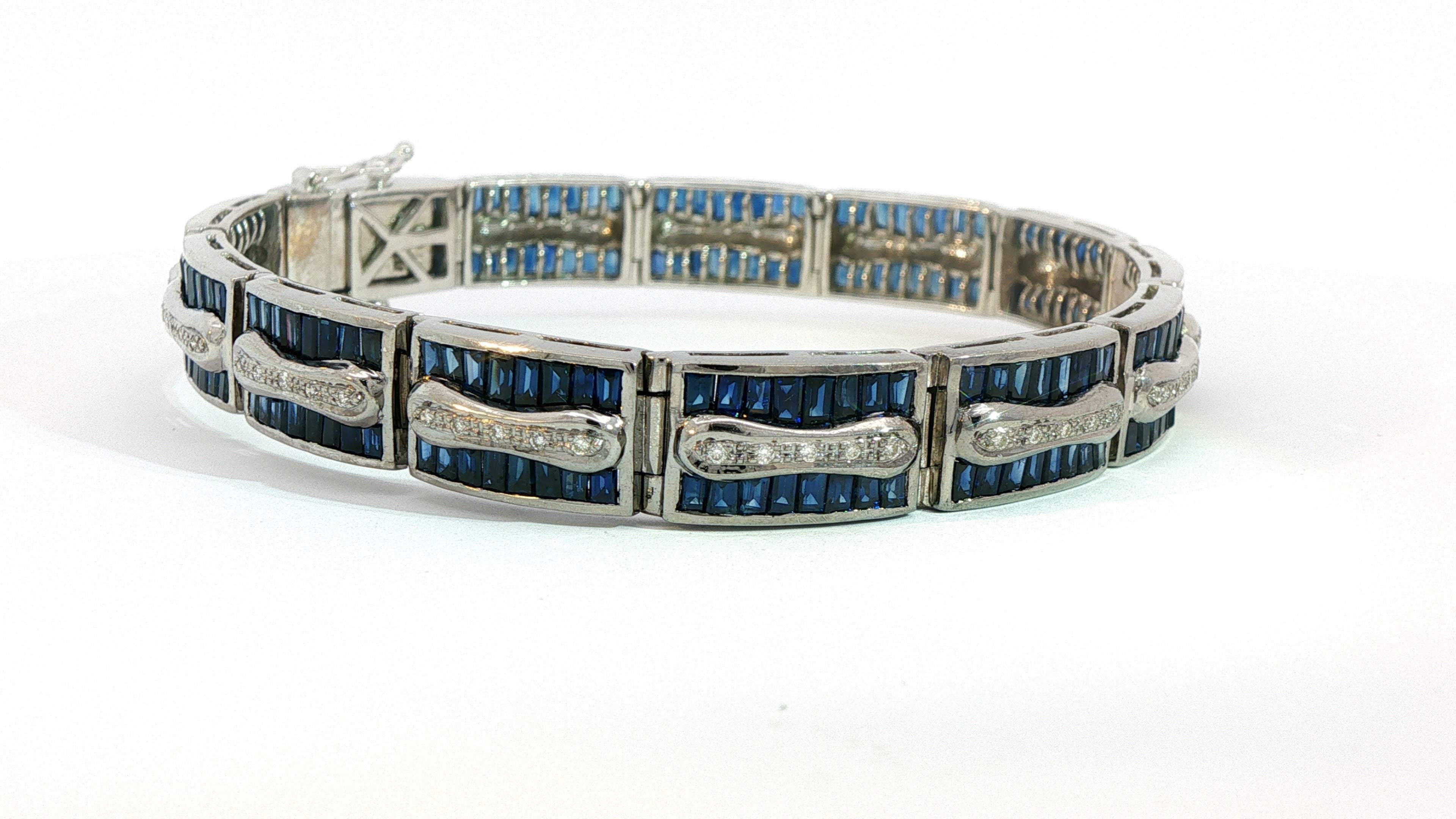 18 karat white gold diamond and saphire bracelet