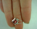 14 karat white gold with pink tourmaline princess cut pendant