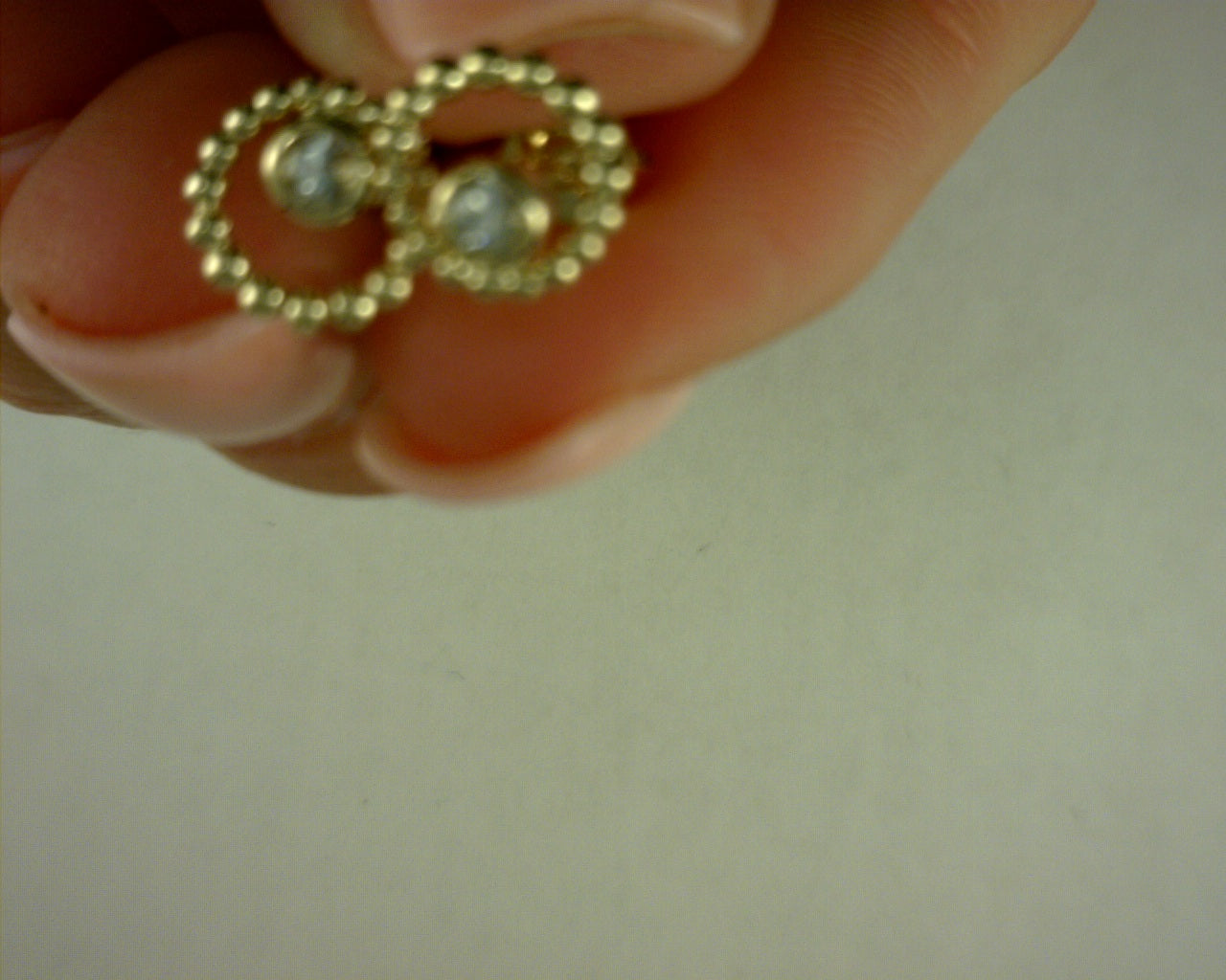 14 KARAT YELLOW GOLD BUJUKAN AND WHITE SAPPHIRE  STUD EARRINGS #S2149722