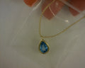 14 KARAT YELLOW GOLD TEARDROP BLUE TOPAZ PENDANT #S2149653