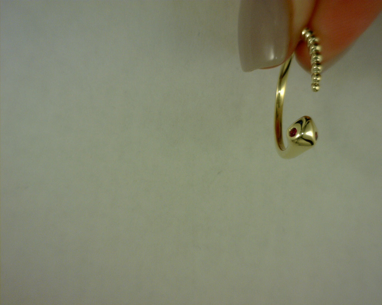 #s2156166 14 karat yellow gold and ruby snake ring