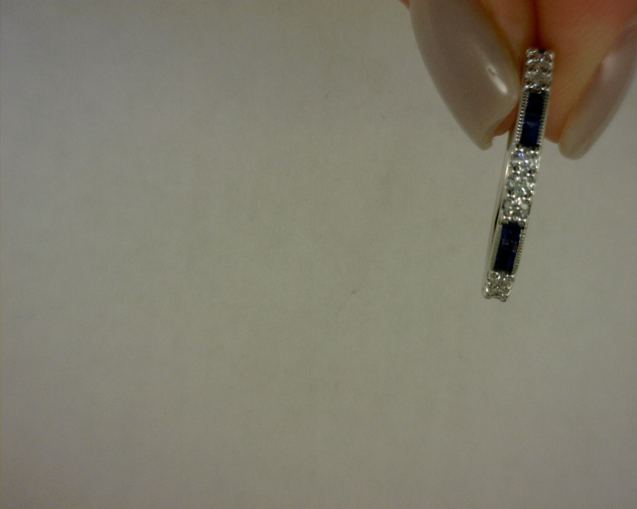 14 KT WHITE GOLD SAPPHIRE GAGUETTE AND DIAMOND RING #S2166670