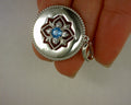 #S2101493 STERLING SILVER BLUE TOPAZ MEDALLION AND WHITE SAPHIRE