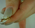 #S1781266  14K YELLOW GOLD CLASSIC DIAMOND HUGGIES WITH WHITE ENAMEL