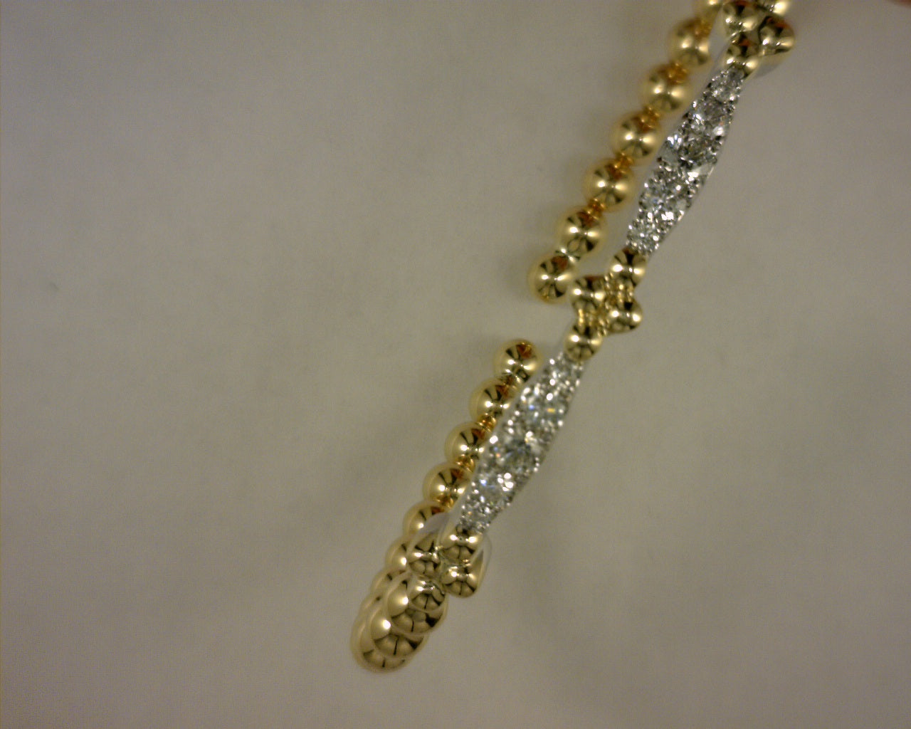 14K WHITE AND YELLOW GOLD BUJUKAN CLOVER AND DIAMOND MARQUISE SPLIT BANGLE #S2166296