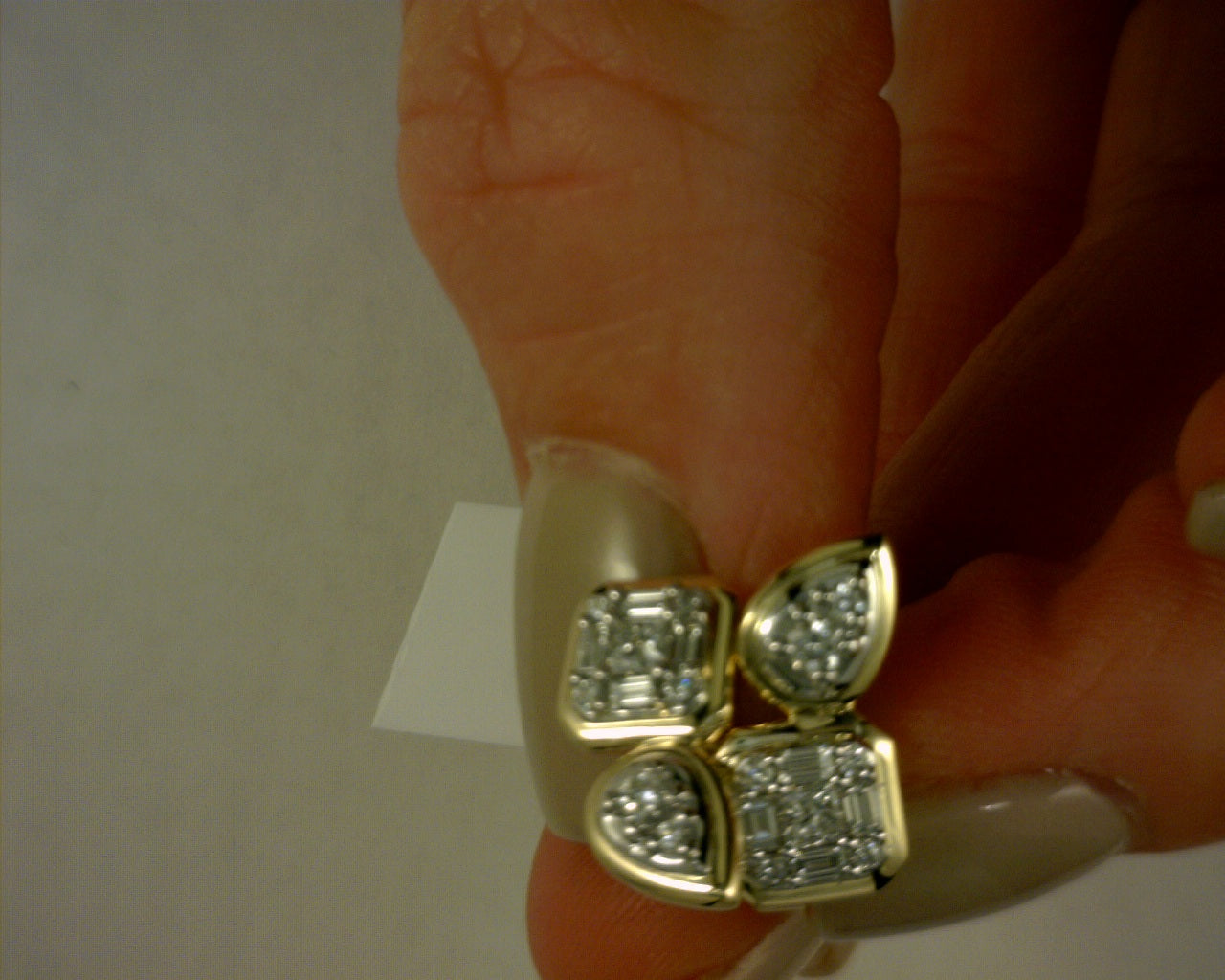 14K WHITE AND YELLOW GOLD DIAMOND STUD EARRINGS #S 2166629