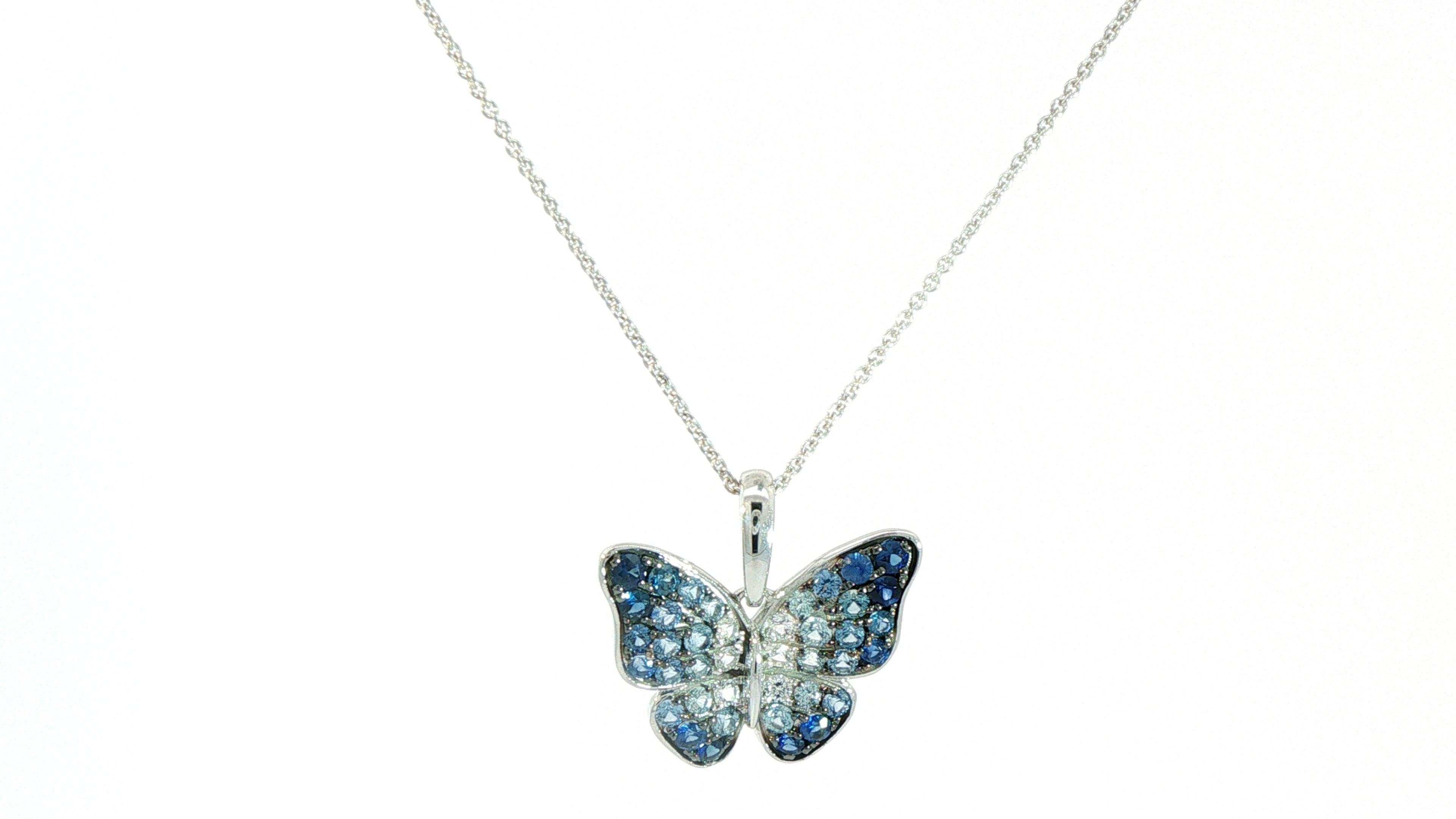 14K VANILLA GOLD DENIM OMBRE SAPPHIRE 7/8CTS VANILLA SAPPHIRE 1/8 CTS PENDANT