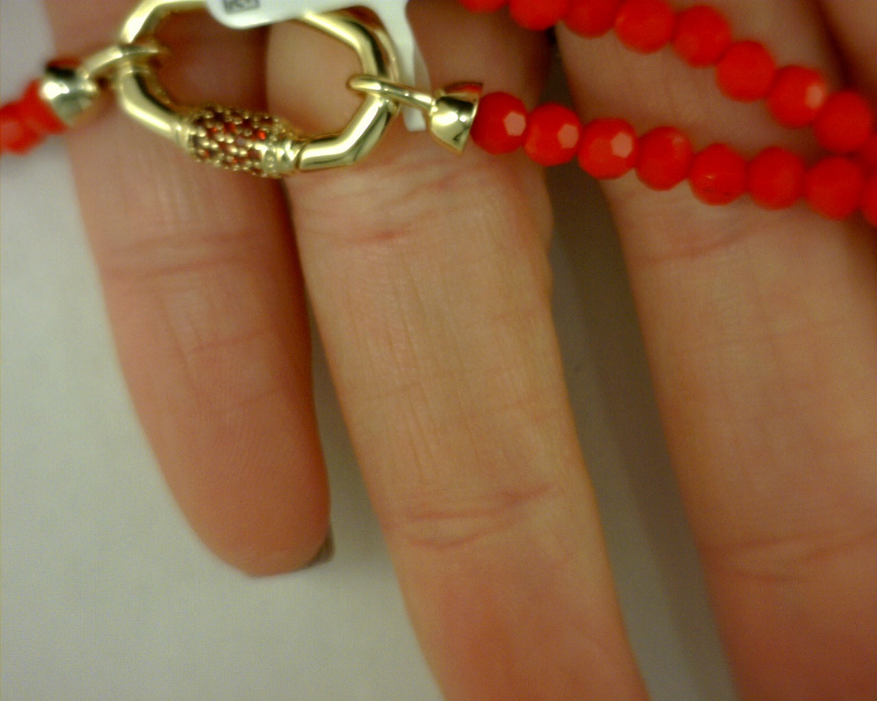 EMERY BEADED STRAND NECKLACE RED GLASS