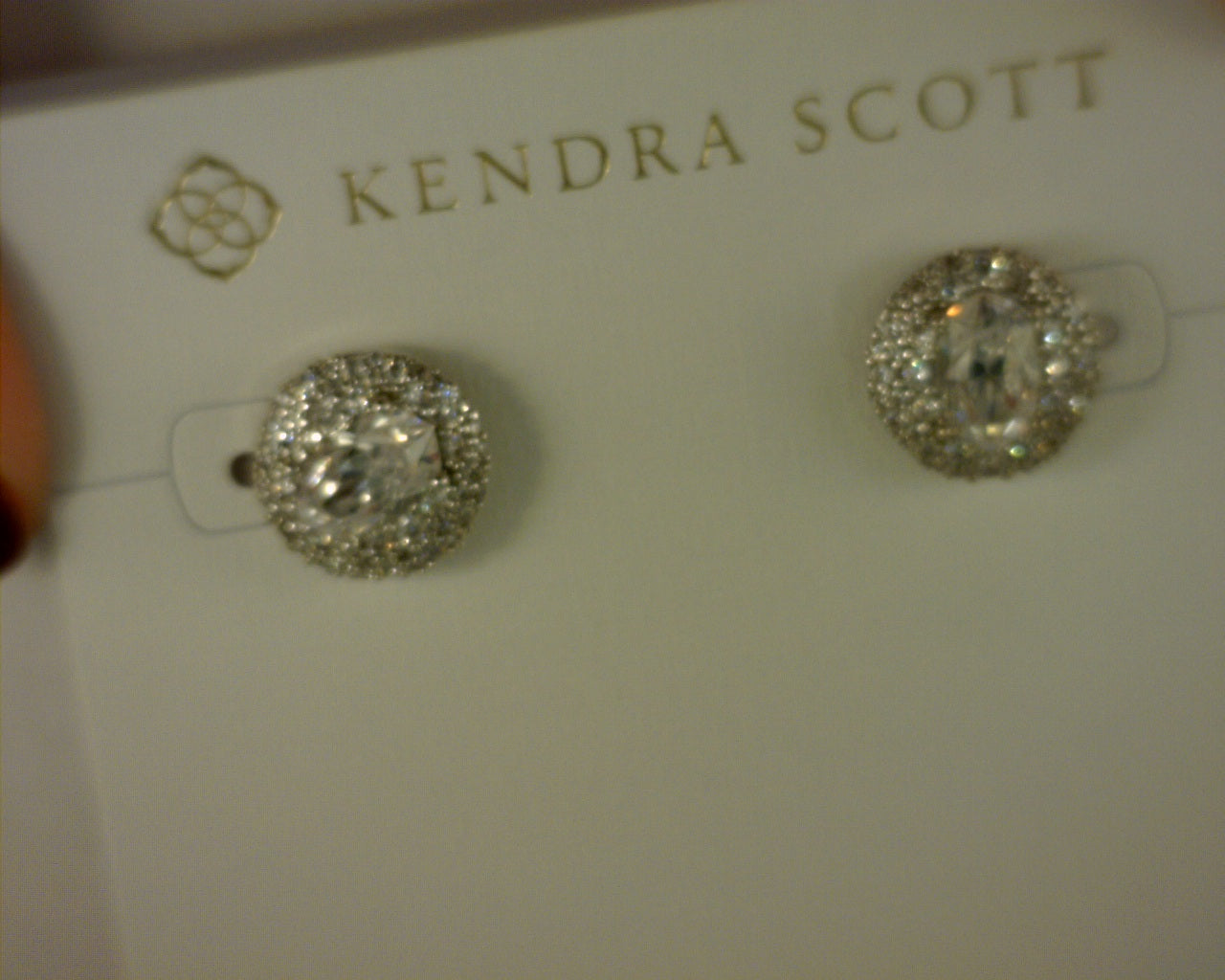 rhodium metal white cz bella stud earring
