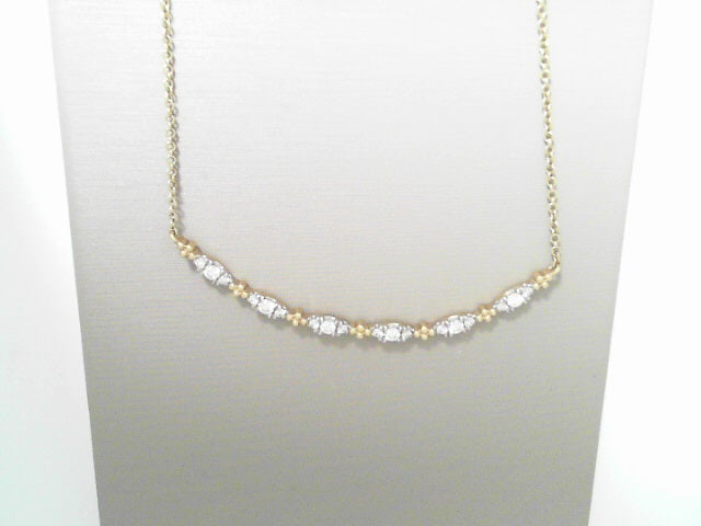 Gabriel NY 14K Yellow Gold Curved Bujukan Bar Diamond Necklace.30ctw S1622933