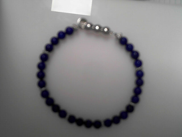 Sterling Silver 6mm Lapis Beaded Bracelet Bujukan Collection