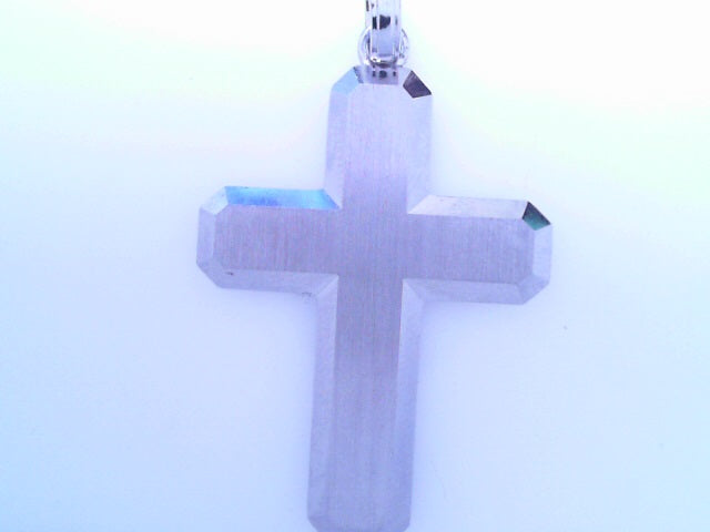 Gabriel &amp; Co Brushed Cross Pendant 14K White Gold