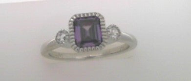 Simulated Diamond Amethyst Birthstone Ring Sz 7