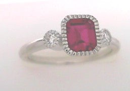 .98 ctw Simulate Diamond/Ruby July Birthstone Ring Sz 7