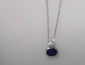 SS  Lab-Grown Sapphire 1.66 ctw 2 stones Necklace
