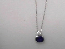 SS  Lab-Grown Sapphire 1.66 ctw 2 stones Necklace