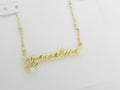 Grandma script with pearl dangle
