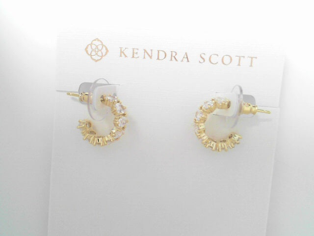 Kendra Scott Cailin Crystal Huggie Earrings Gold Metal white CZ