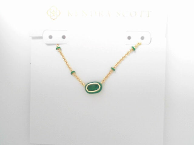 Kendra Scott Mini Elisa Enamel Pendant Gold Emerald Illusion