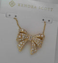 Krista Bow Pendant Necklace Gld Wht Mix