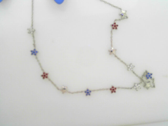 sierra star necklace silver red white and blue