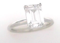 Gabriel NY Bridal Lark - 14K White Gold Emerald Cut Solitaire Engagement Ring S1778969 CZ Center